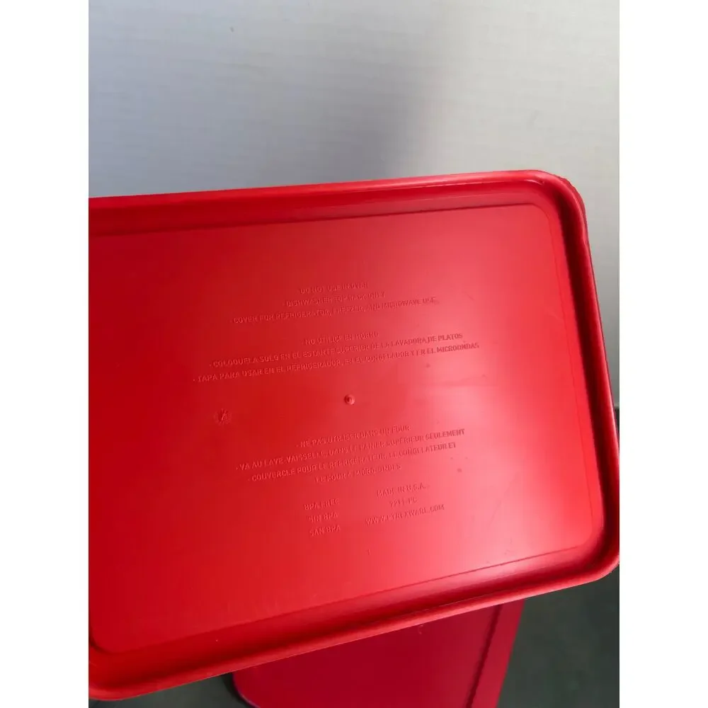 Pyrex 3 Cup & 6 Cup Glass Storage Containers w/ Red Lids USA 7210-PC Set of 2